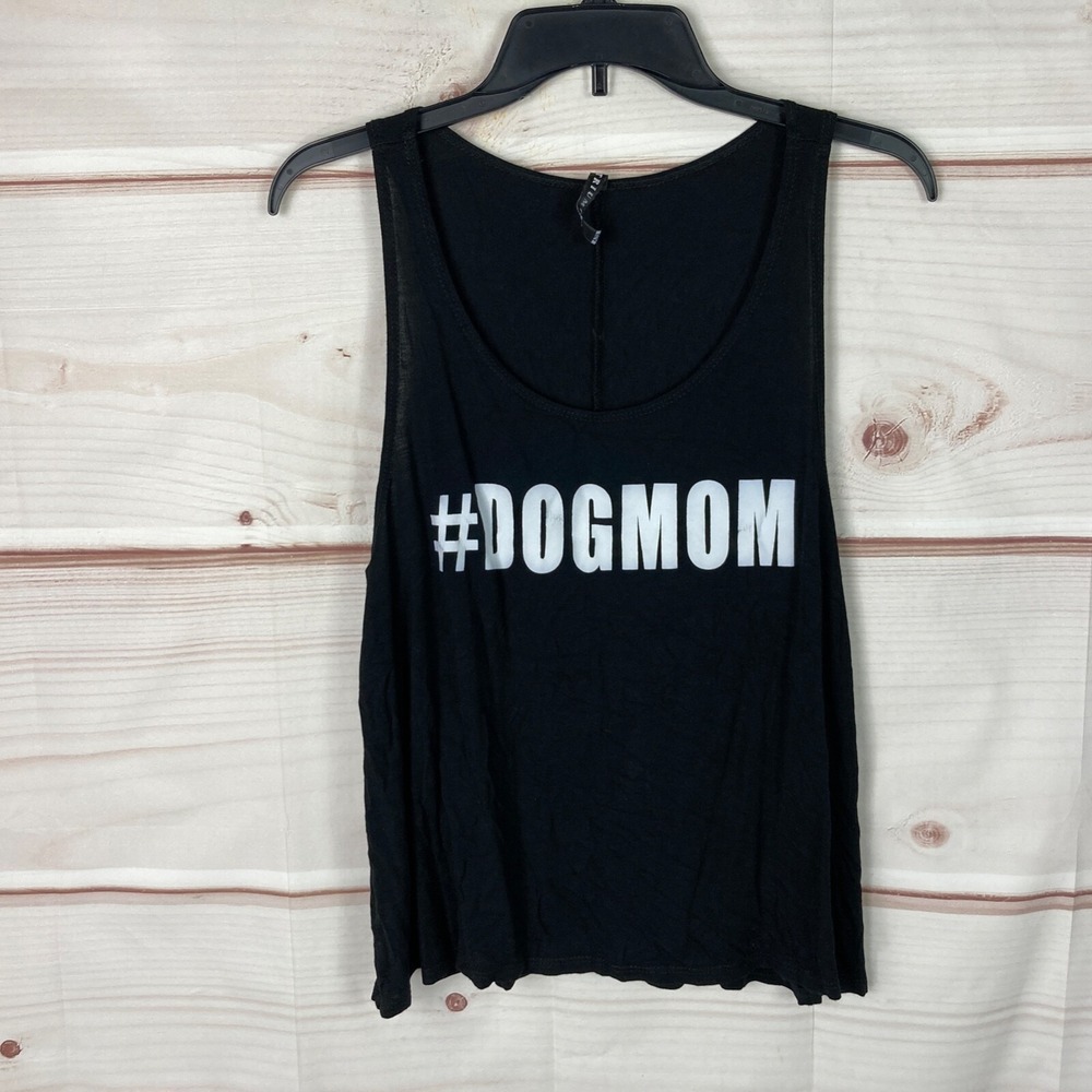 Triumph‎ Top Womens Small Black #Dogmom Graphic Tank Scoop Neck Sleeveless